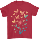 Dandelion Butterfly Plant Gardening Mens T-Shirt 100% Cotton Red