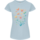 Dandelion Butterfly Plant Gardening Womens Petite Cut T-Shirt Light Blue