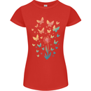 Dandelion Butterfly Plant Gardening Womens Petite Cut T-Shirt Red