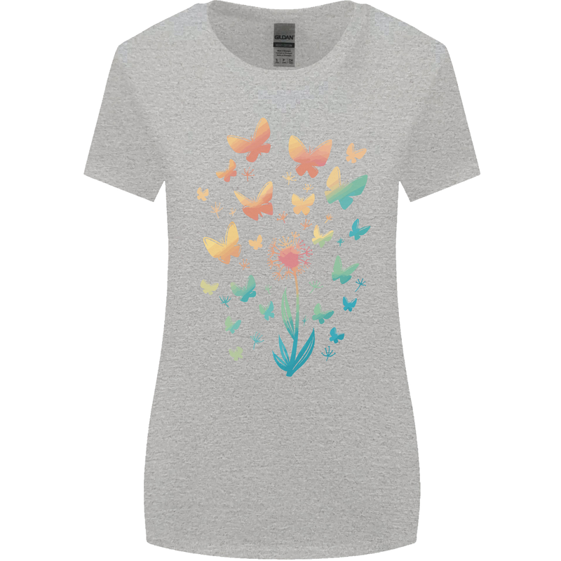 Dandelion Butterfly Plant Gardening Womens Wider Cut T-Shirt Sports Grey