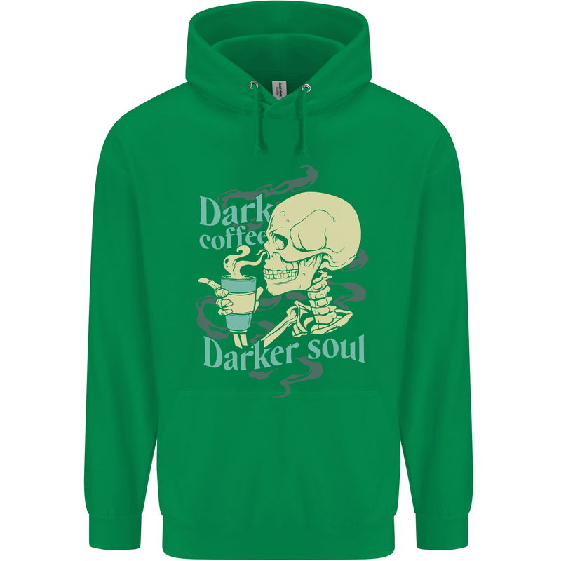 Dark Coffee Darker Soul Skull Childrens Kids Hoodie Irish Green
