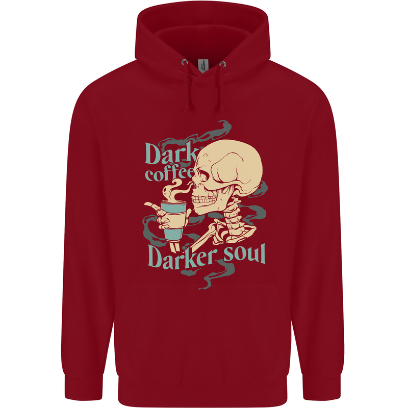 Dark Coffee Darker Soul Skull Childrens Kids Hoodie Red