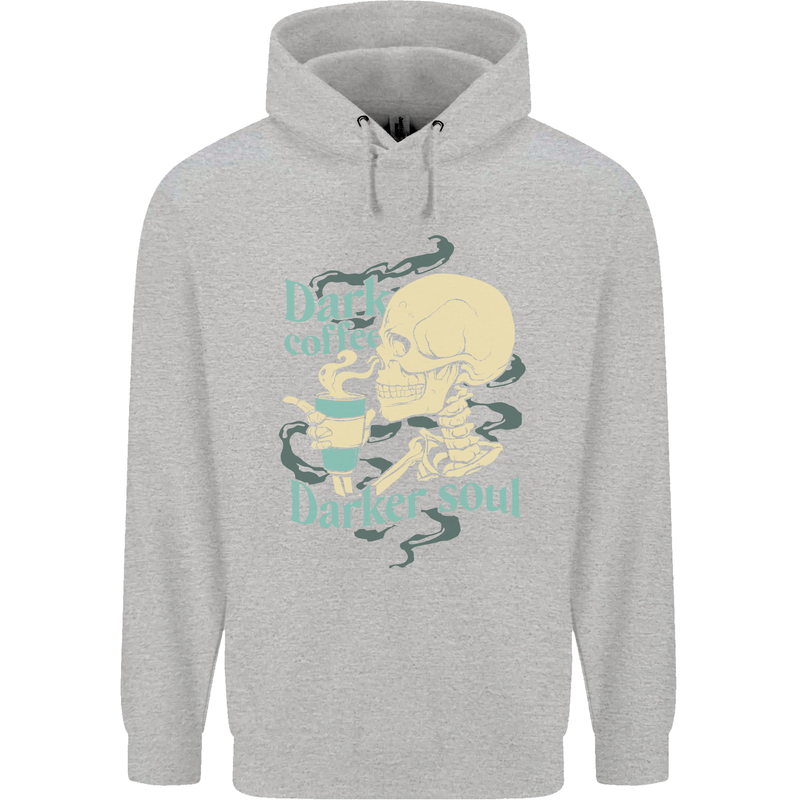 Dark Coffee Darker Soul Skull Childrens Kids Hoodie Sports Grey