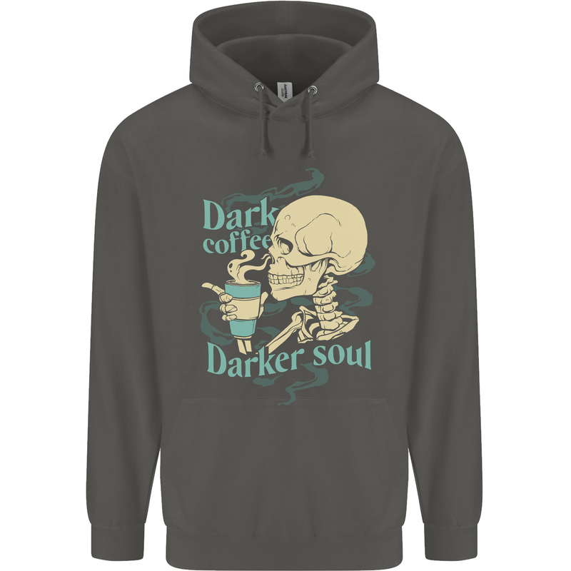 Dark Coffee Darker Soul Skull Childrens Kids Hoodie Storm Grey