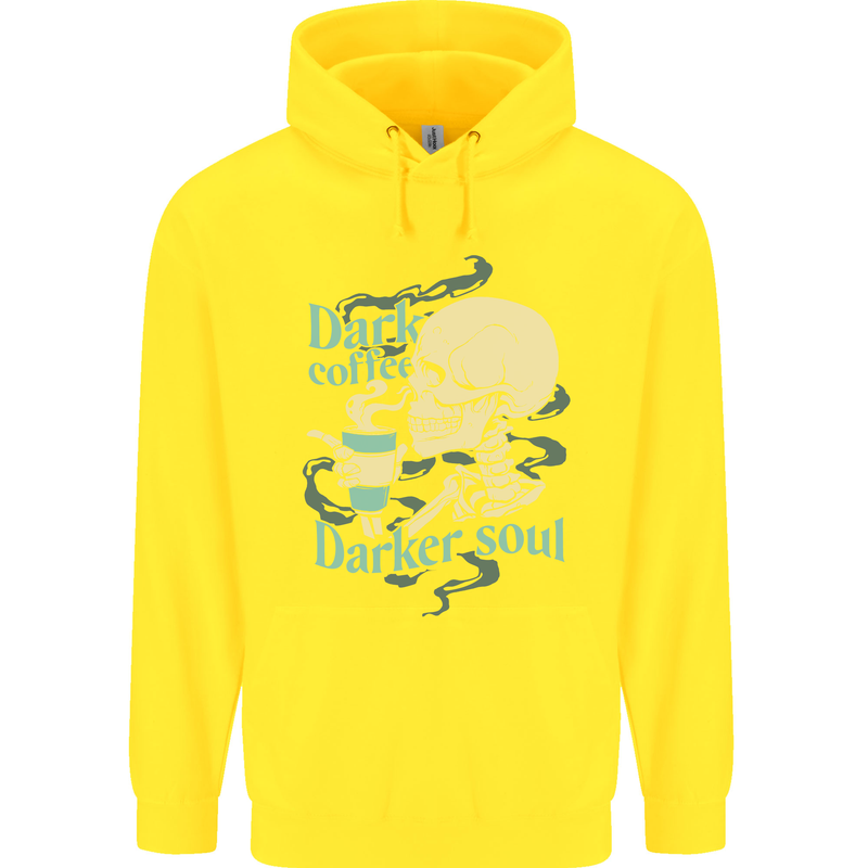 Dark Coffee Darker Soul Skull Childrens Kids Hoodie Yellow
