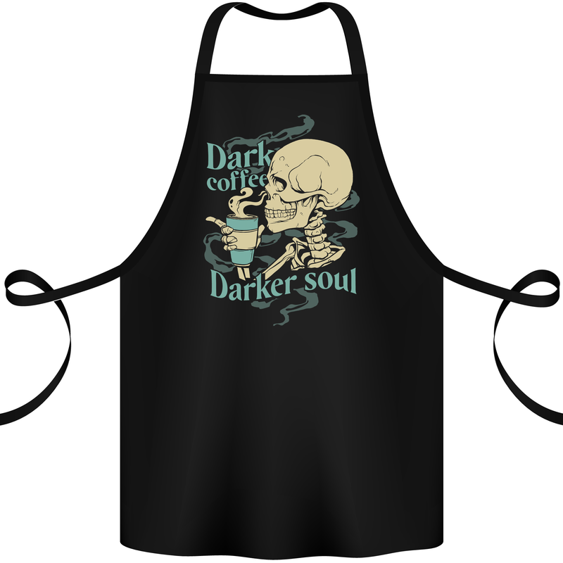 Dark Coffee Darker Soul Skull Cotton Apron 100% Organic Black