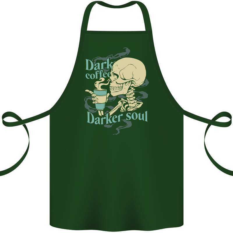 Dark Coffee Darker Soul Skull Cotton Apron 100% Organic Forest Green