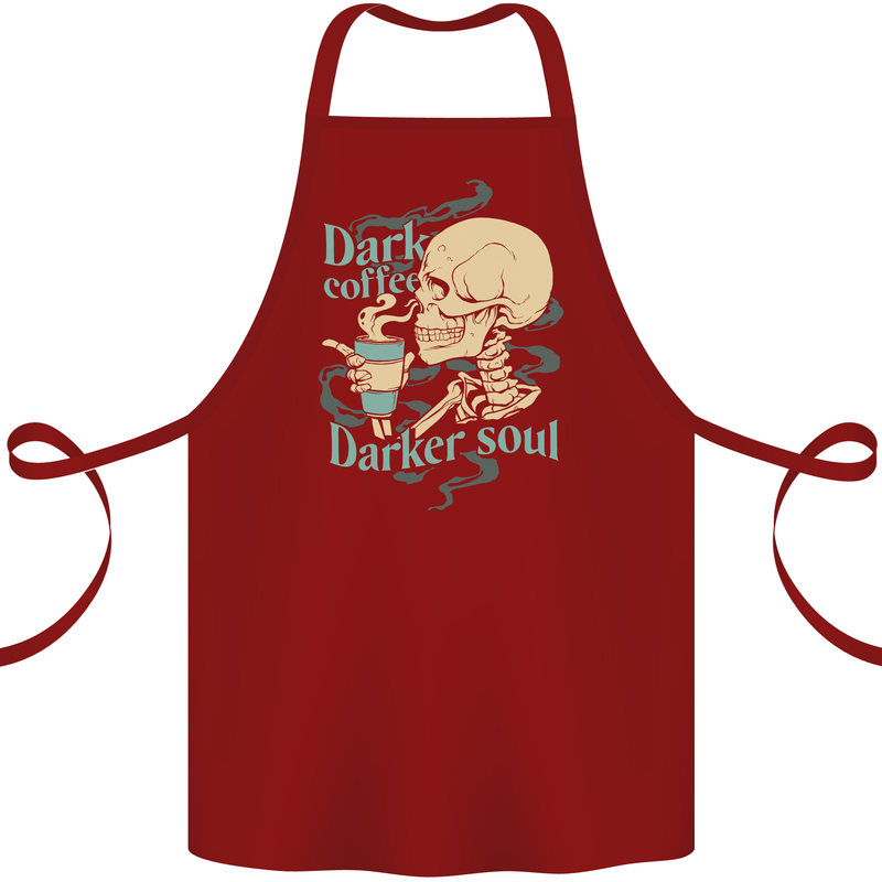 Dark Coffee Darker Soul Skull Cotton Apron 100% Organic Maroon