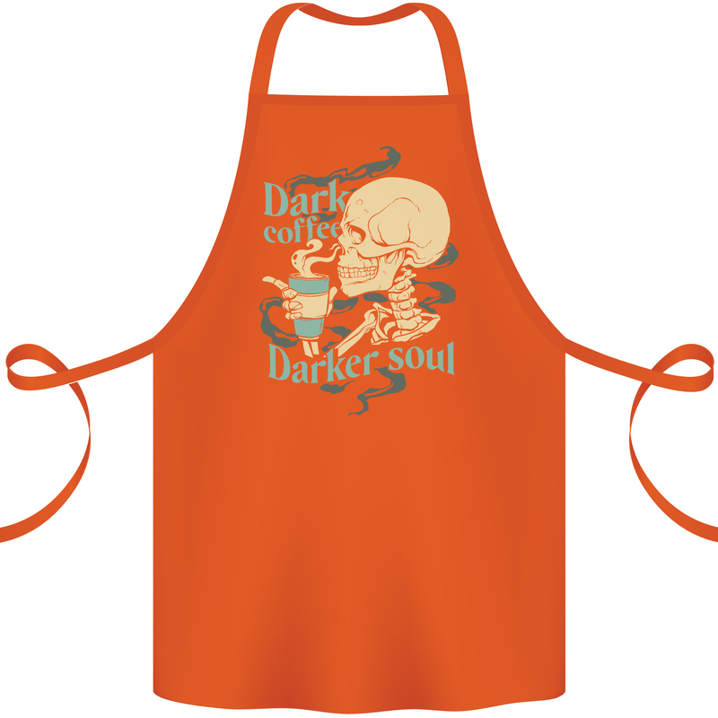 Dark Coffee Darker Soul Skull Cotton Apron 100% Organic Orange