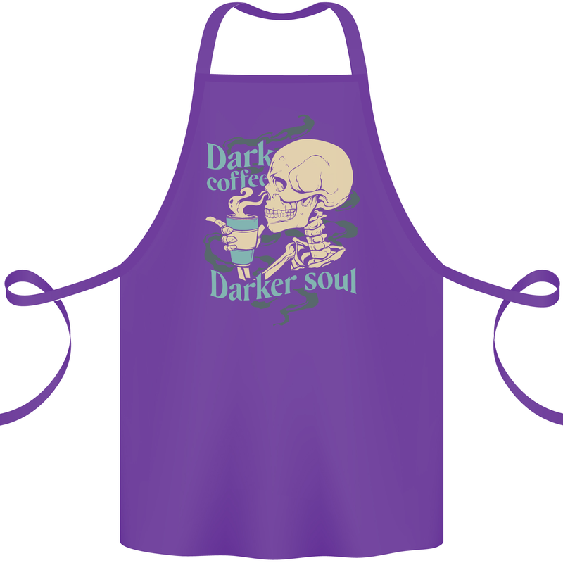 Dark Coffee Darker Soul Skull Cotton Apron 100% Organic Purple