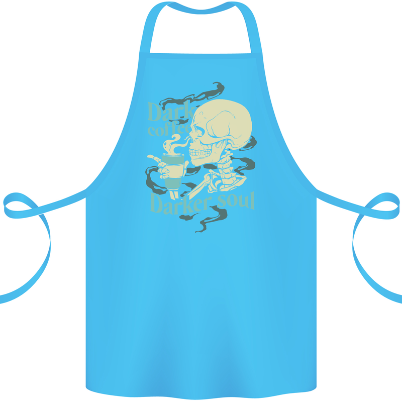 Dark Coffee Darker Soul Skull Cotton Apron 100% Organic Turquoise