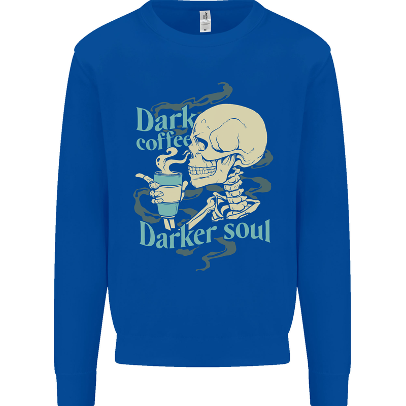 Dark Coffee Darker Soul Skull Kids Sweatshirt Jumper Royal Blue