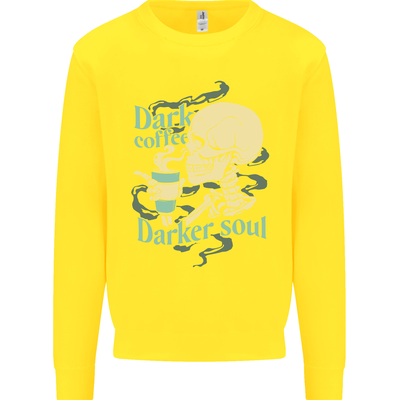 Dark Coffee Darker Soul Skull Kids Sweatshirt Jumper Yellow