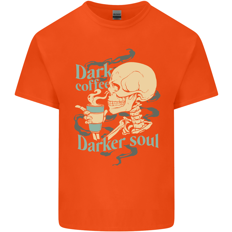 Dark Coffee Darker Soul Skull Kids T-Shirt Childrens Orange