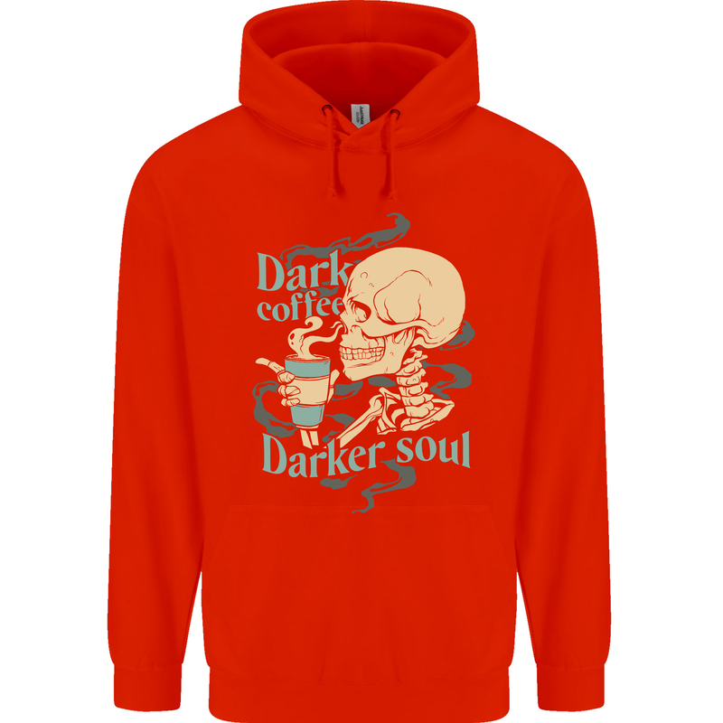 Dark Coffee Darker Soul Skull Mens 80% Cotton Hoodie Bright Red