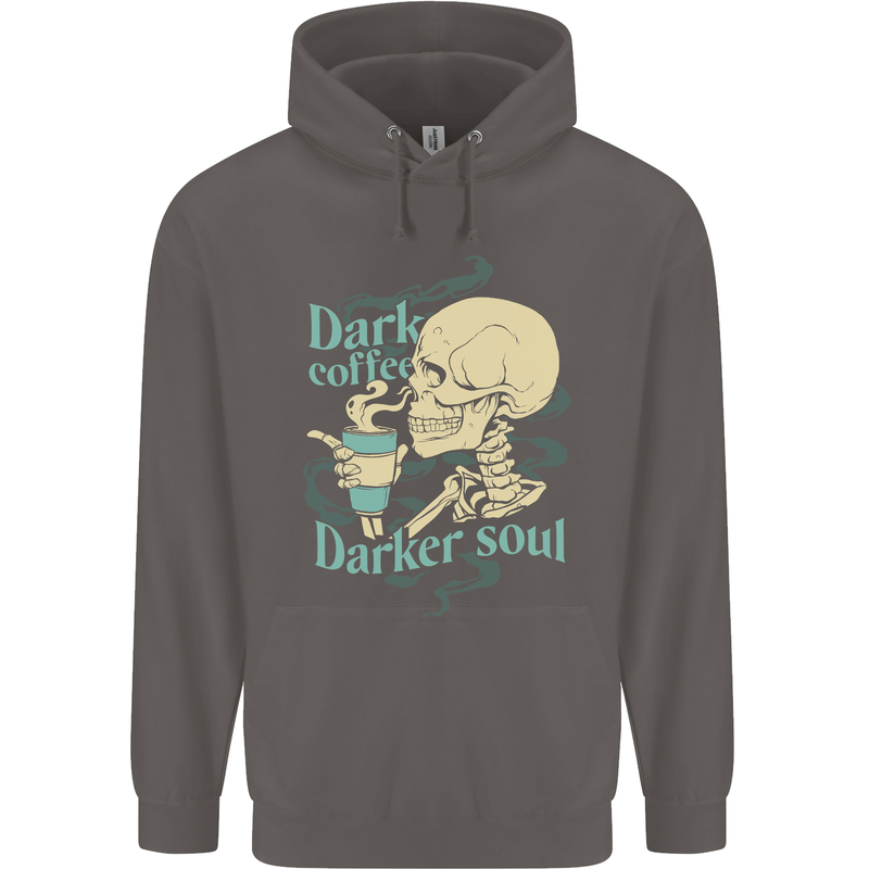 Dark Coffee Darker Soul Skull Mens 80% Cotton Hoodie Charcoal