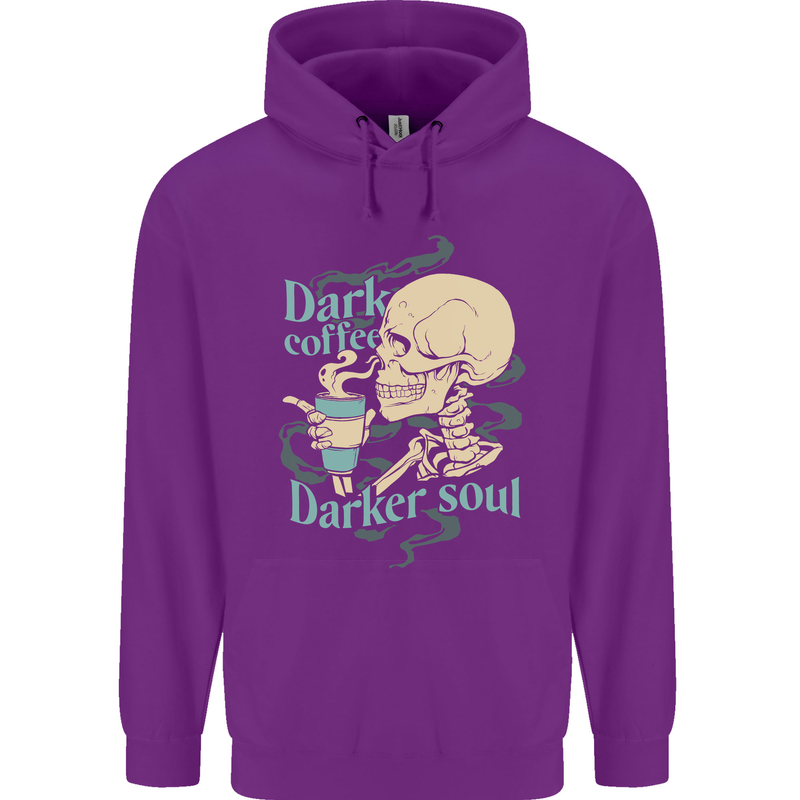 Dark Coffee Darker Soul Skull Mens 80% Cotton Hoodie Purple