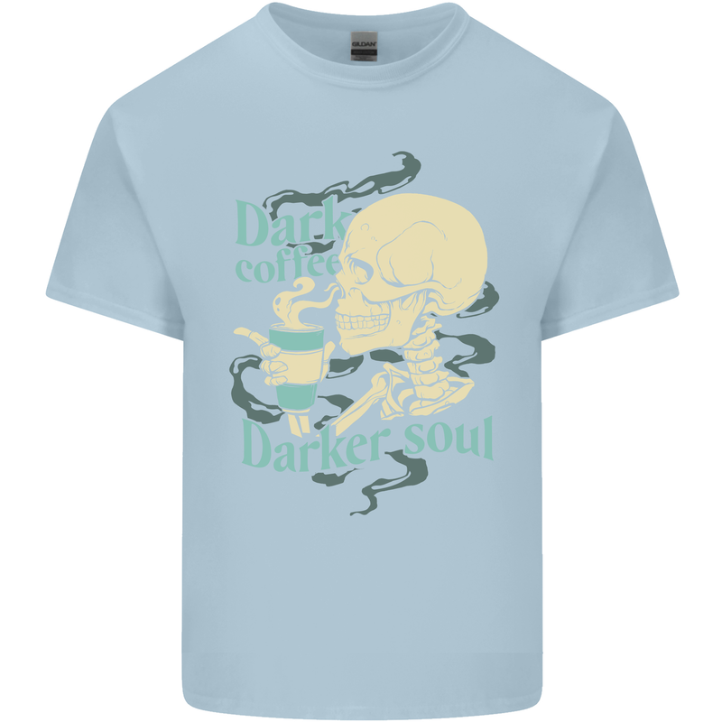 Dark Coffee Darker Soul Skull Mens Cotton T-Shirt Tee Top Light Blue