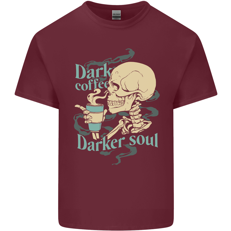 Dark Coffee Darker Soul Skull Mens Cotton T-Shirt Tee Top Maroon