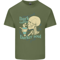 Dark Coffee Darker Soul Skull Mens Cotton T-Shirt Tee Top Military Green