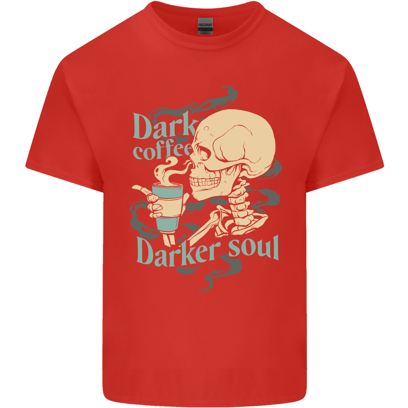 Dark Coffee Darker Soul Skull Mens Cotton T-Shirt Tee Top Red
