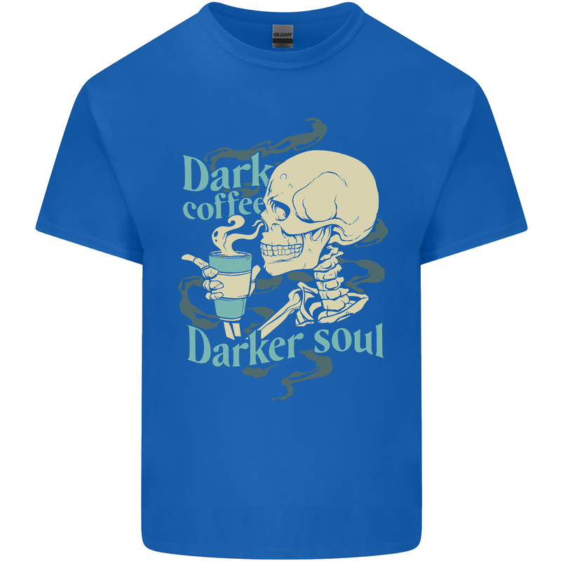 Dark Coffee Darker Soul Skull Mens Cotton T-Shirt Tee Top Royal Blue