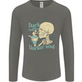 Dark Coffee Darker Soul Skull Mens Long Sleeve T-Shirt Charcoal