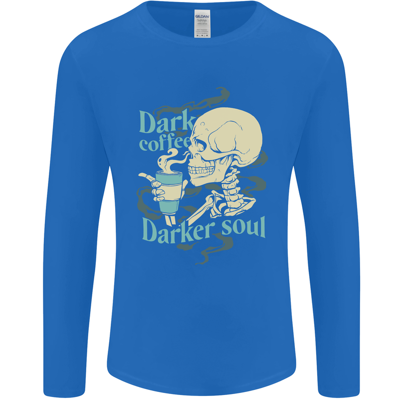 Dark Coffee Darker Soul Skull Mens Long Sleeve T-Shirt Royal Blue