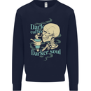 Dark Coffee Darker Soul Skull Mens Sweatshirt Jumper Navy Blue