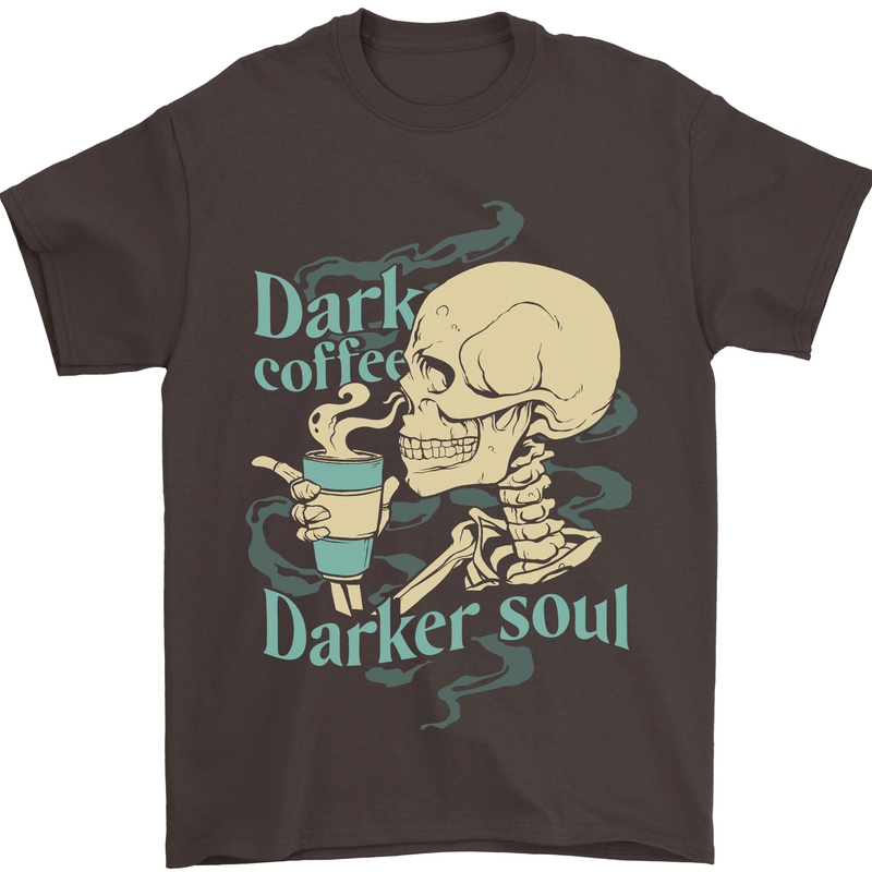 Dark Coffee Darker Soul Skull Mens T-Shirt 100% Cotton Dark Chocolate