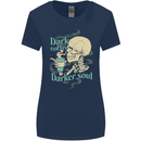 Dark Coffee Darker Soul Skull Womens Wider Cut T-Shirt Navy Blue