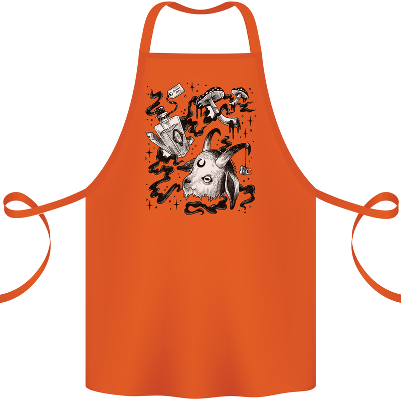 Dark Magic Black Voodoo Magic Mushrooms Cotton Apron 100% Organic Orange
