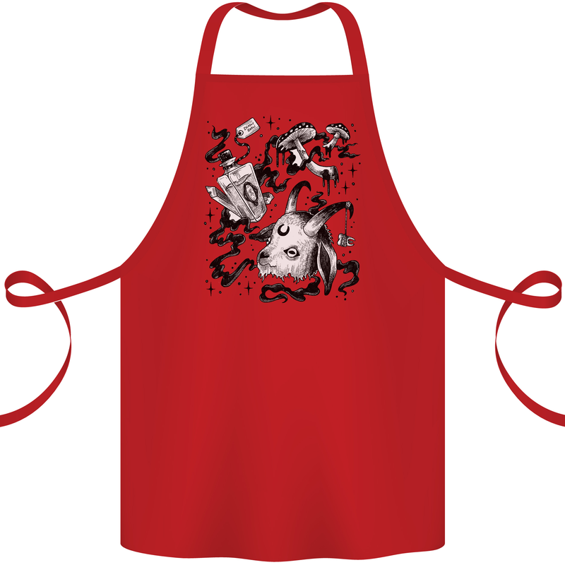 Dark Magic Black Voodoo Magic Mushrooms Cotton Apron 100% Organic Red