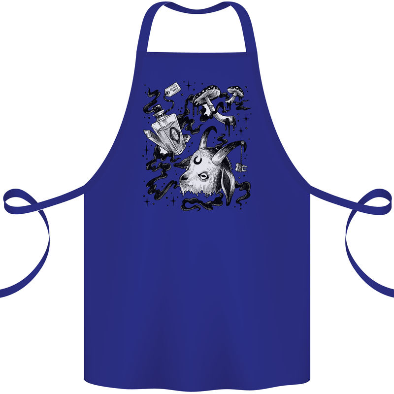 Dark Magic Black Voodoo Magic Mushrooms Cotton Apron 100% Organic Royal Blue
