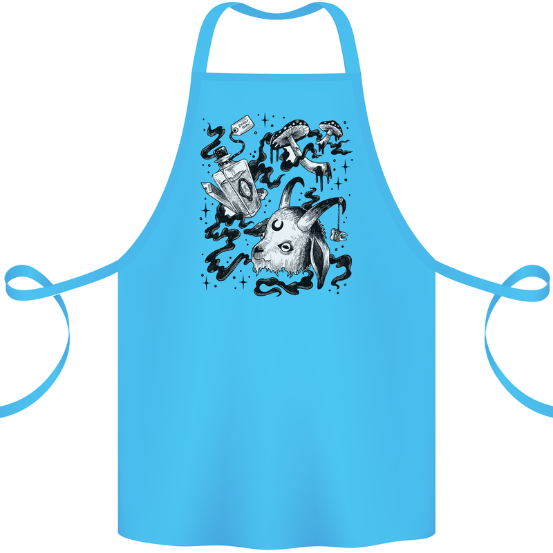 Dark Magic Black Voodoo Magic Mushrooms Cotton Apron 100% Organic Turquoise