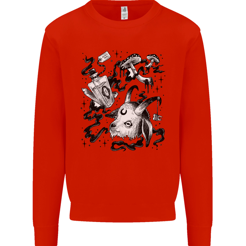 Dark Magic Black Voodoo Magic Mushrooms Kids Sweatshirt Jumper Bright Red