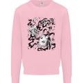 Dark Magic Black Voodoo Magic Mushrooms Kids Sweatshirt Jumper Light Pink