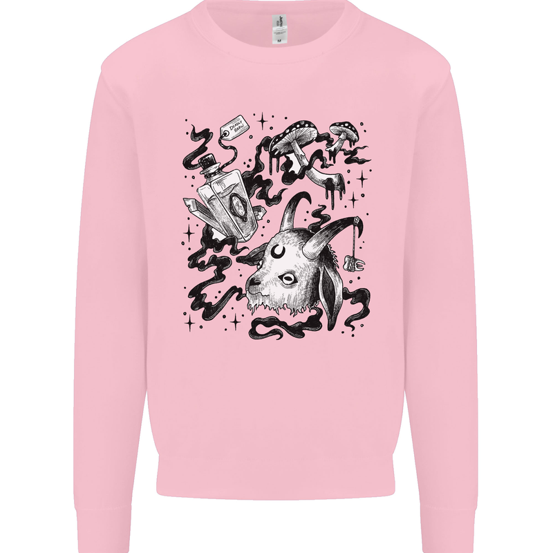 Dark Magic Black Voodoo Magic Mushrooms Kids Sweatshirt Jumper Light Pink