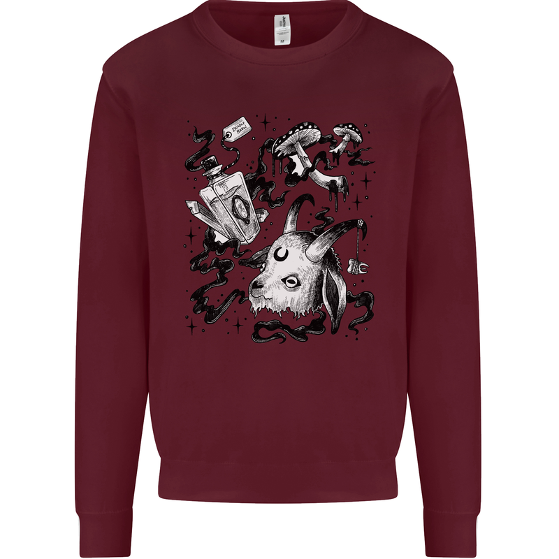 Dark Magic Black Voodoo Magic Mushrooms Kids Sweatshirt Jumper Maroon