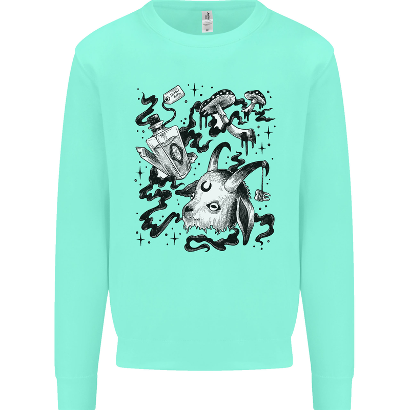 Dark Magic Black Voodoo Magic Mushrooms Kids Sweatshirt Jumper Peppermint
