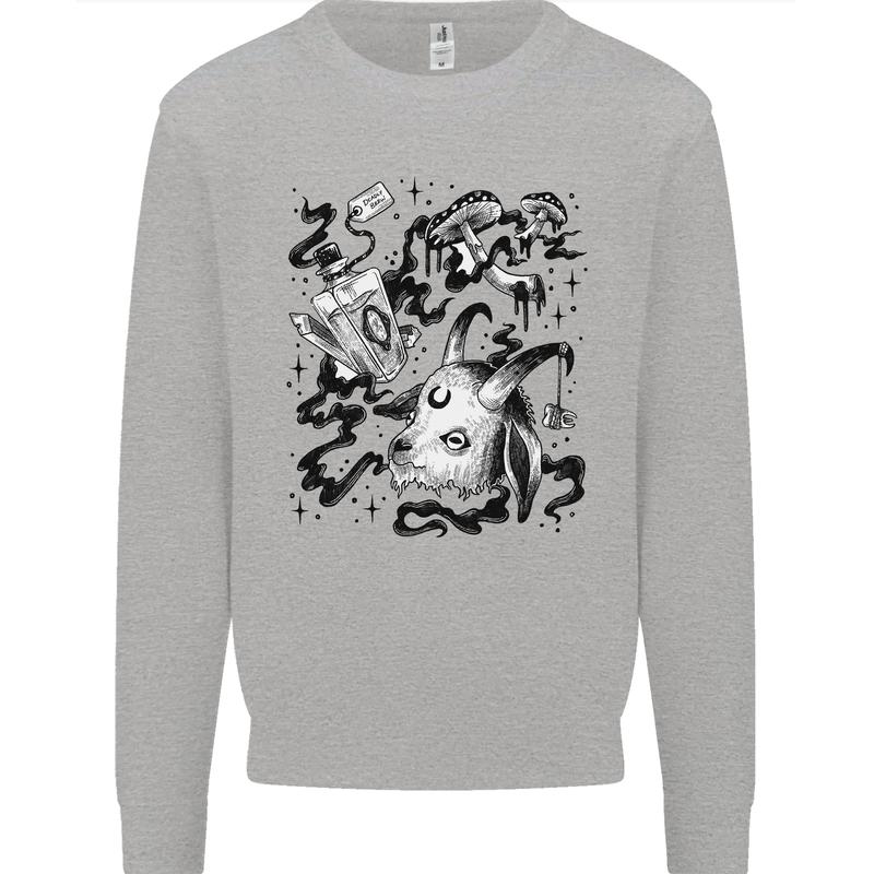 Dark Magic Black Voodoo Magic Mushrooms Kids Sweatshirt Jumper Sports Grey