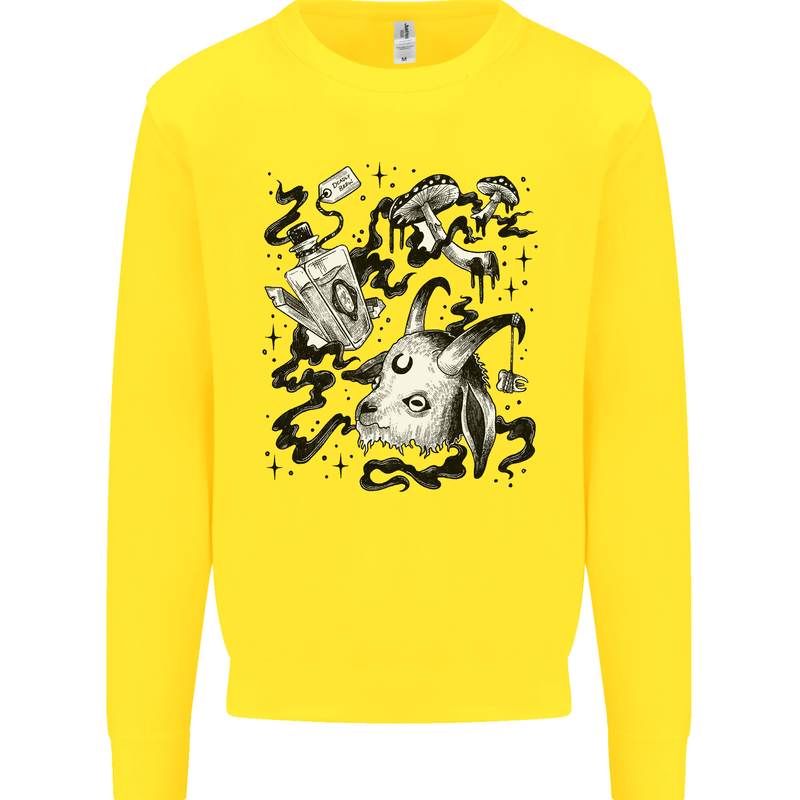 Dark Magic Black Voodoo Magic Mushrooms Kids Sweatshirt Jumper Yellow