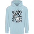 Dark Magic Black Voodoo Magic Mushrooms Mens 80% Cotton Hoodie Light Blue