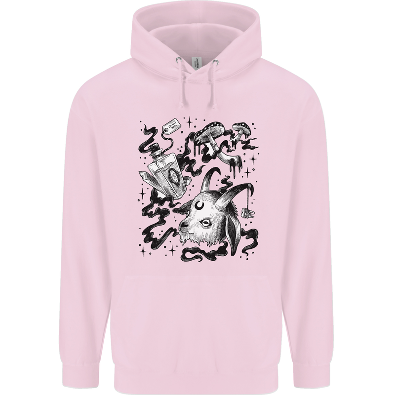 Dark Magic Black Voodoo Magic Mushrooms Mens 80% Cotton Hoodie Light Pink