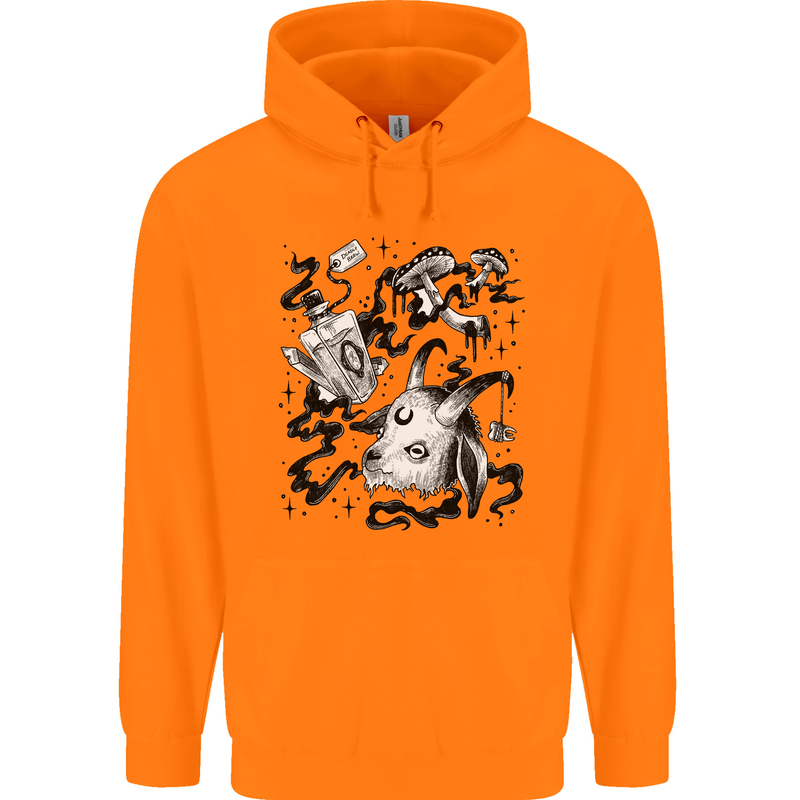 Dark Magic Black Voodoo Magic Mushrooms Mens 80% Cotton Hoodie Orange