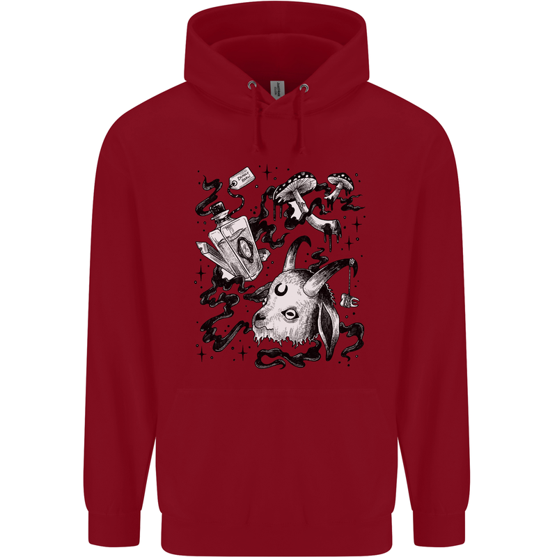Dark Magic Black Voodoo Magic Mushrooms Mens 80% Cotton Hoodie Red