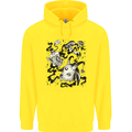Dark Magic Black Voodoo Magic Mushrooms Mens 80% Cotton Hoodie Yellow