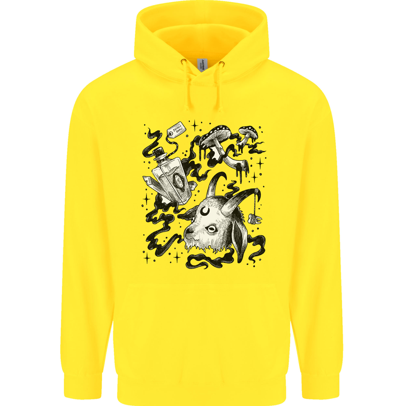 Dark Magic Black Voodoo Magic Mushrooms Mens 80% Cotton Hoodie Yellow