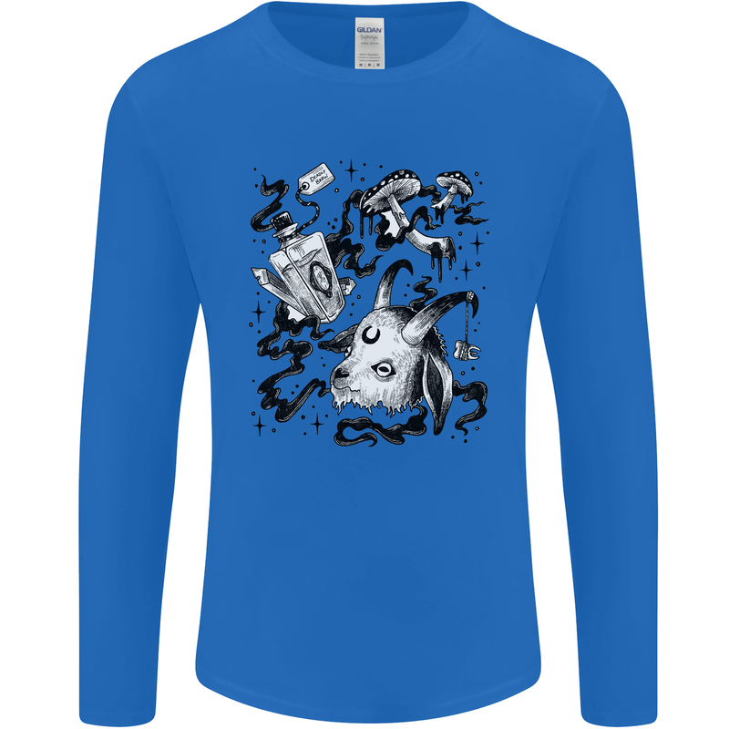 Dark Magic Black Voodoo Magic Mushrooms Mens Long Sleeve T-Shirt Royal Blue