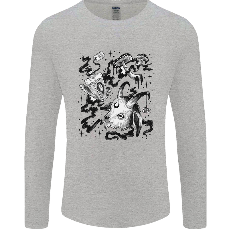 Dark Magic Black Voodoo Magic Mushrooms Mens Long Sleeve T-Shirt Sports Grey
